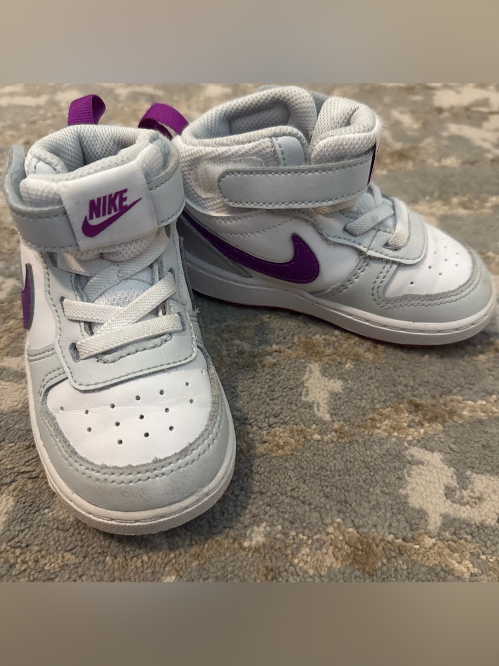 Nike Court Borough Mid 2 "Pure Platinum/Vivid Purple/White" Sz 7